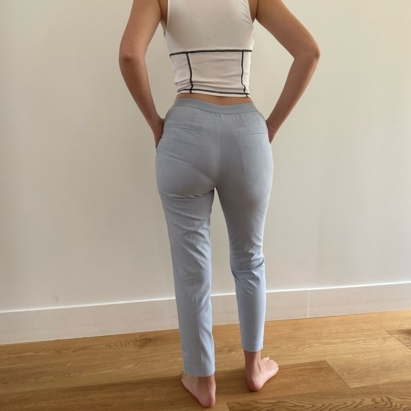 UNIQLO SMART ANKLE PANTS STRIPE WIHTE & LIGHT BLUE - S - Picture 5 of 14